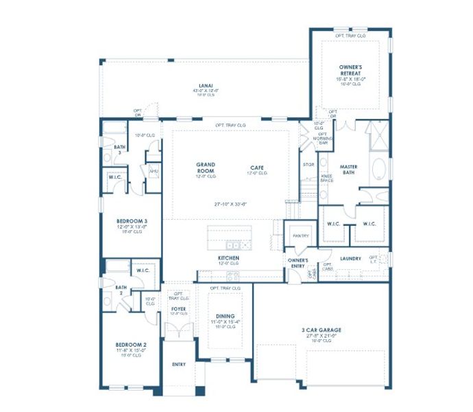 2D floor plan layout for the Cedar Key II by Homes by WestBay in Oakfield, Parrish, FL (Image 5).