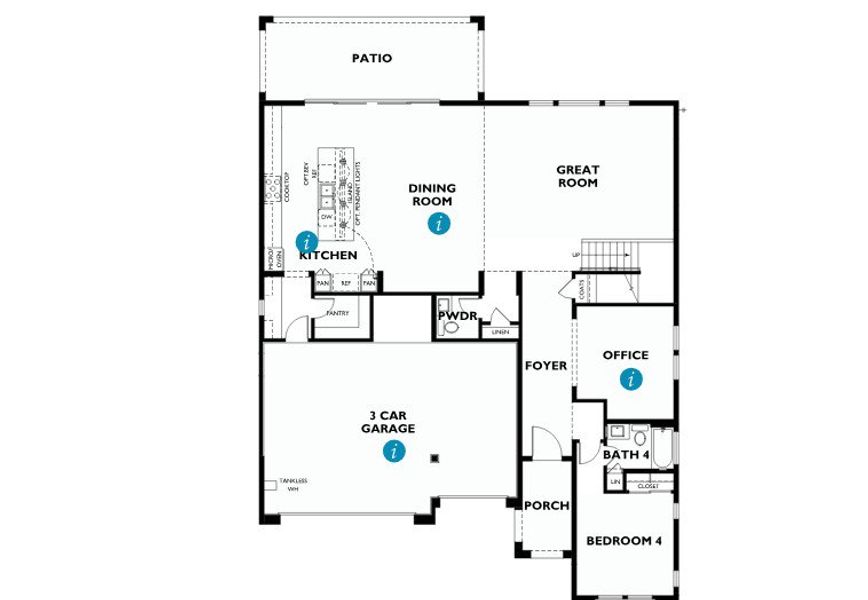 2D floor plan layout for the 5016 by Shea Homes in Emblem at Aloravita, Peoria, AZ (Image 3).