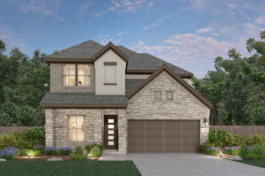 Representative exterior photo of a completed home built from the Landon by New Home Co. in 6 Creeks, Kyle, TX (Image 6).