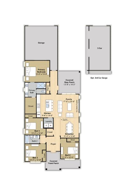 2D floor plan layout for the Murphy by Grant & Co in Union Depot, Bartlett, TN (Image 3).
