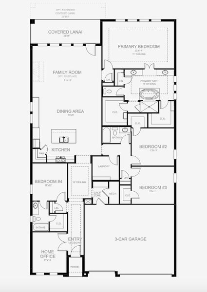 2D floor plan layout for the 2749F by Perry Homes in Southern Hills 65', Brooksville, FL (Image 3). 2D floor plan layout for the 2749F by Perry Homes in Southern Hills 65', Brooksville, FL (Image 3).