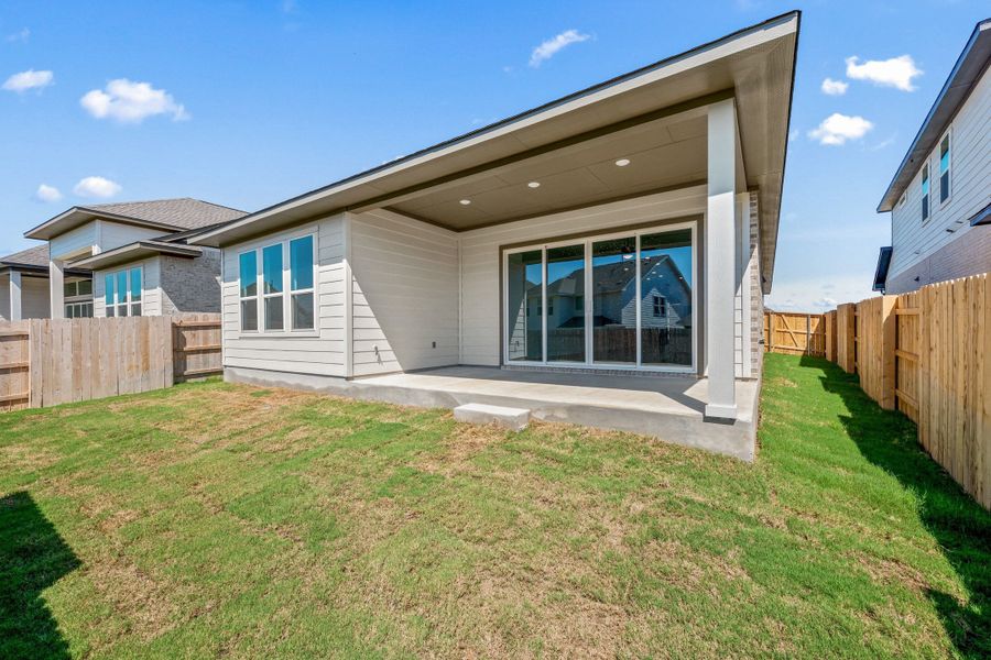 Exterior details and patio area of a home in Lariat, Liberty Hill (Image 23). Exterior details and patio area of a home in Lariat, Liberty Hill (Image 23).