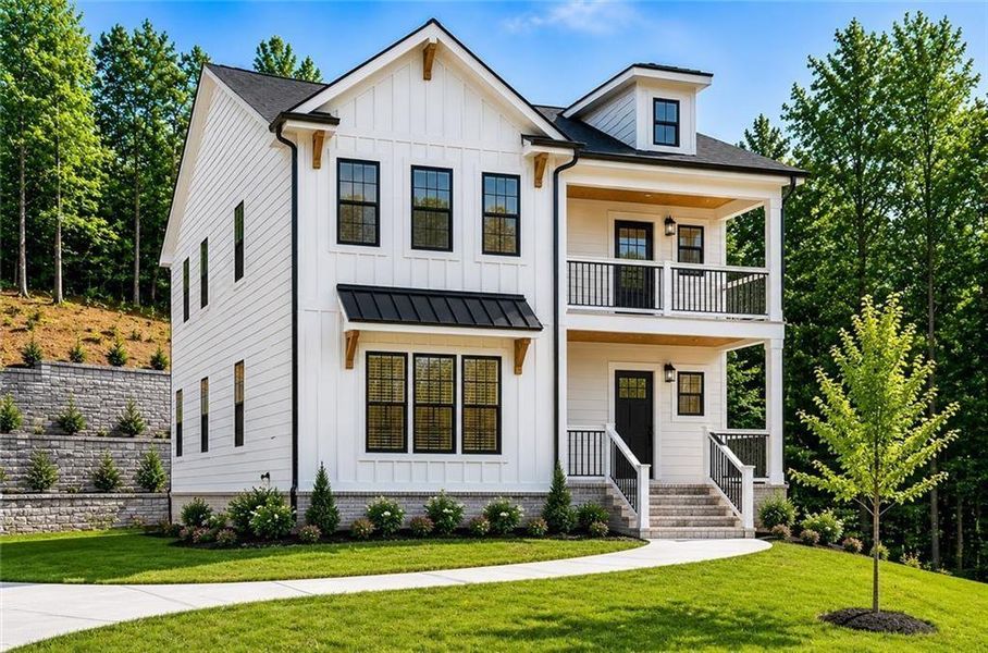 Front exterior of a new home in , Atlanta, GA, highlighting curb appeal (Image 2). Front exterior of a new home in , Atlanta, GA, highlighting curb appeal (Image 2).