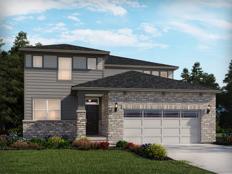 Representative exterior photo of a completed home built from the The Deercreek by Meritage Homes in Murphy Creek, Aurora, CO (Image 1).