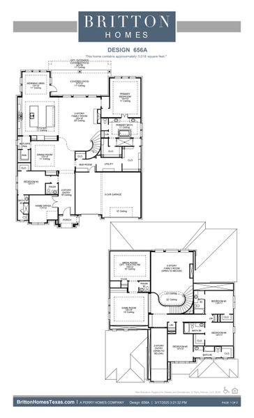 2D floor plan layout for the 656A by Britton Homes in Adkins Park 70', Hurst, TX (Image 3). 2D floor plan layout for the 656A by Britton Homes in Adkins Park 70', Hurst, TX (Image 3).