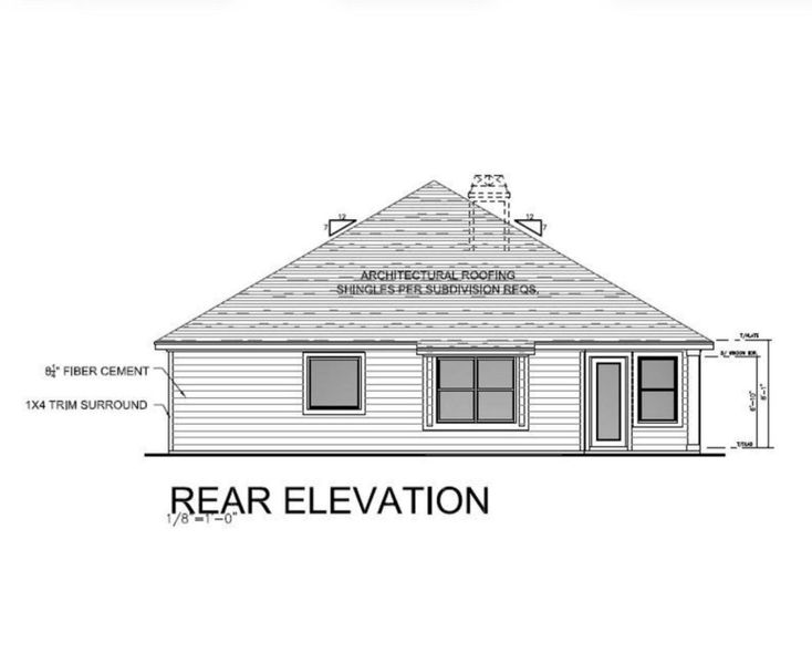 This shows the back of the house. You can see the covered patio area, which is going to be the perfect spot for a morning cup of coffee or a weekend BBQ.