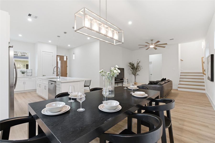 All opening to a dedicated dining space and spacious living area, creating a cohesive layout ideal for both entertaining and everyday comfort.
