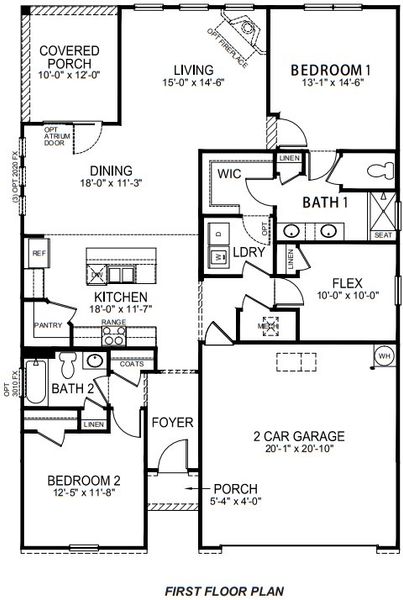 2D floor plan layout for the ARLINGTON DRHe by D.R. Horton in Valley View, Waynesville, NC (Image 3).