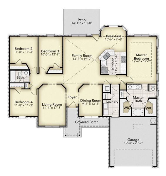2D floor plan layout for the 2240 by Adams Homes in Pine Ridge, Beverly Hills, FL (Image 4).