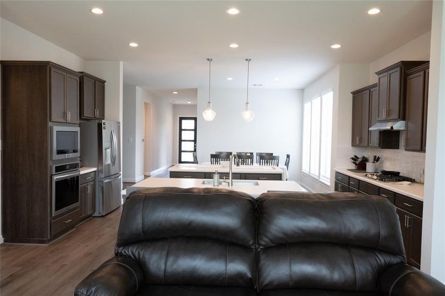 View of kitchen from the family room