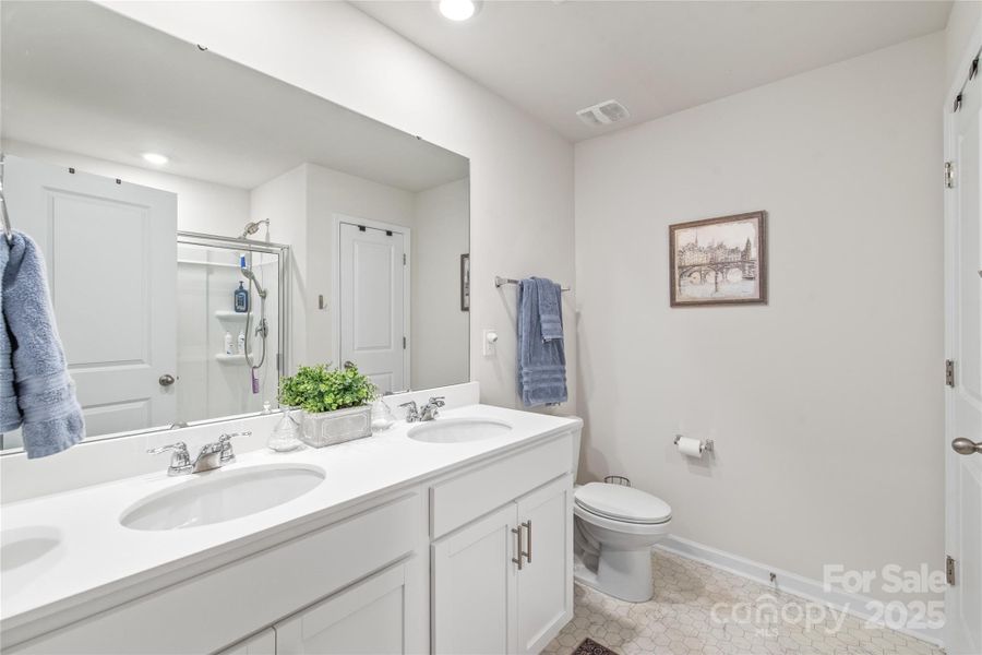 Primary bathroom with dual sinks