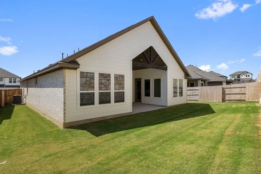 Exterior details and patio area of a home in Lariat, Liberty Hill (Image 21). Exterior details and patio area of a home in Lariat, Liberty Hill (Image 21).