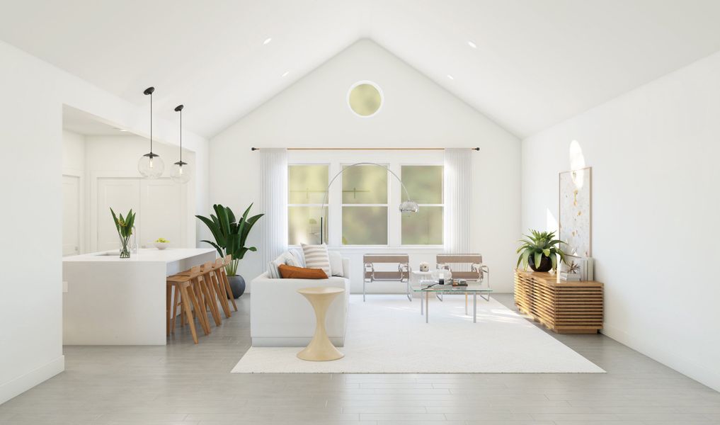 Great room with vaulted ceiling Great room with vaulted ceiling