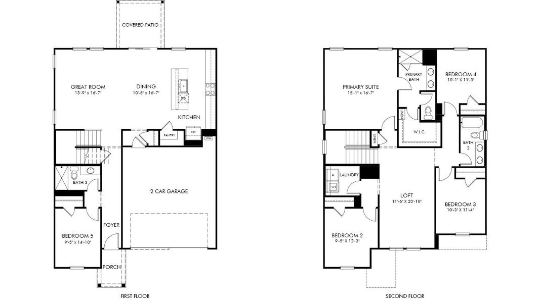 2D floor plan layout of this home in Avalon Place - Signature Series, Durham, NC (Image 2). 2D floor plan layout of this home in Avalon Place - Signature Series, Durham, NC (Image 2).