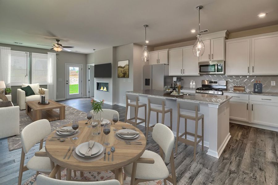 Dining Area, Kitchen and Family Room Dining Area, Kitchen and Family Room