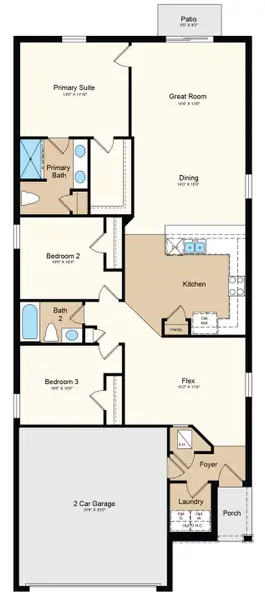 2D floor plan layout of this home in Westview, Kissimmee, FL (Image 3).