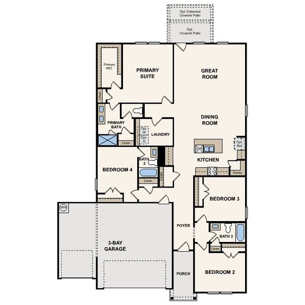 2D floor plan layout of this home in Prestige Collection at Overland Grove, Forney, TX (Image 2).