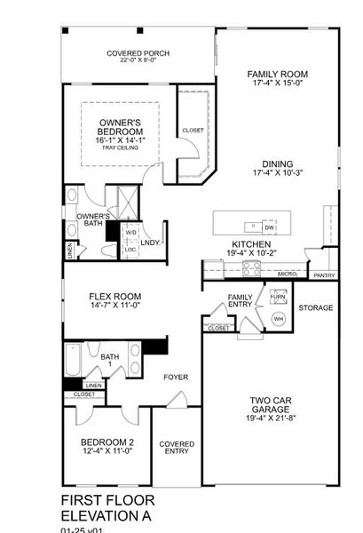 2D floor plan layout for the Palladio Ranch by Ryan Homes in Allen Park Ranches, Raleigh, NC (Image 1).