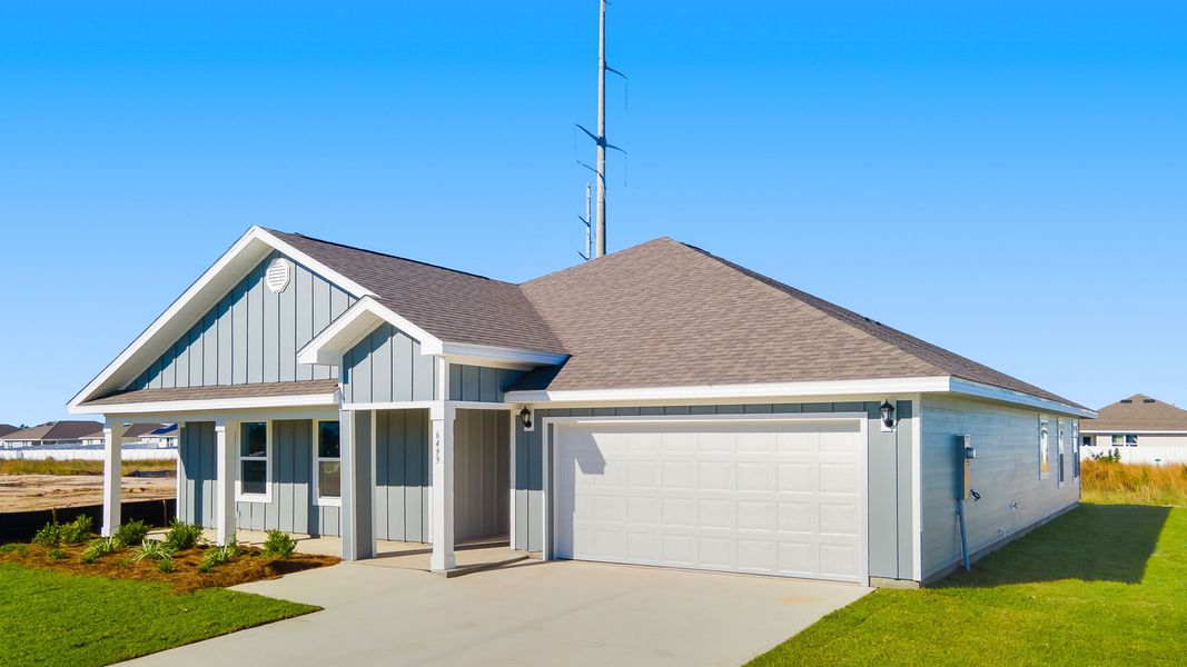 Representative exterior photo of a completed home built from the The Denton by D.R. Horton in Destini Lane, Panama City, FL (Image 17).