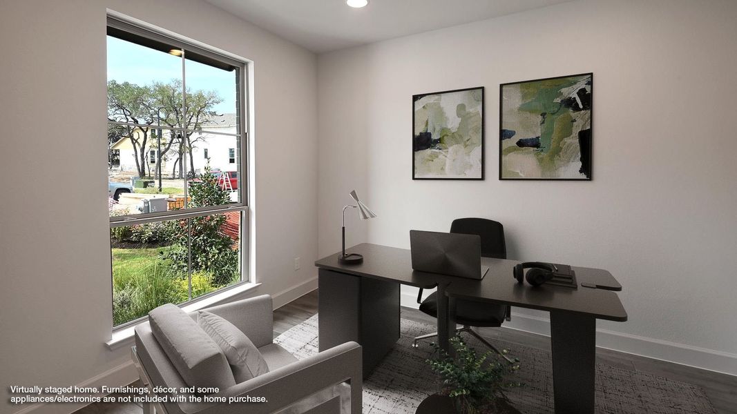 Furnished interior view inside a new home in 6 Creeks 45', Kyle (Image 7). Furnished interior view inside a new home in 6 Creeks 45', Kyle (Image 7).