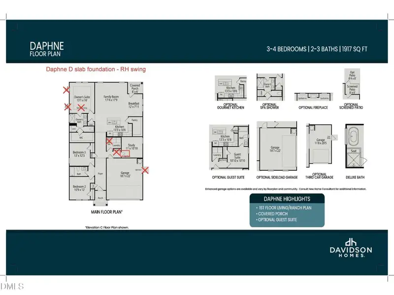 2D floor plan layout of this home in Retreat at North Main, Lillington, NC (Image 3).