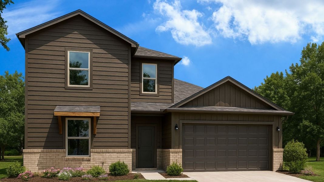 Representative exterior photo of a completed home built from the Midland by D.R. Horton in Chapel Lakes, Montgomery, TX (Image 1).
