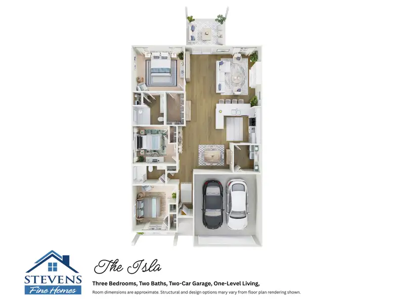 2D floor plan layout for the Isla by Stevens Fine Homes in Parkwood Estates, Leland, NC (Image 4).
