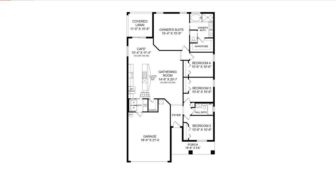 2D floor plan layout for the Parker by Highland Homes of Florida in Vista Trace, Belleview, FL (Image 4). 2D floor plan layout for the Parker by Highland Homes of Florida in Vista Trace, Belleview, FL (Image 4).