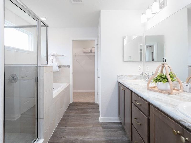 Select the luxury bath option to add a spa-like garden tub - Wesley II by Highland Homes Select the luxury bath option to add a spa-like garden tub - Wesley II by Highland Homes