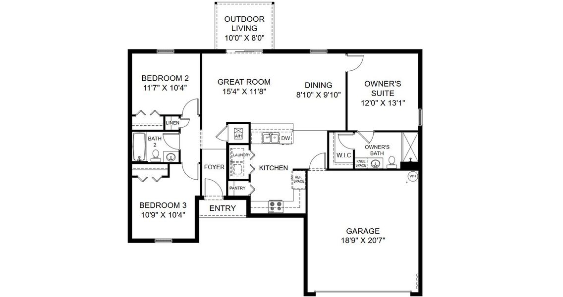 2D floor plan layout for the Sago by Holiday Builders in Lehigh Acres, Lehigh Acres, FL (Image 3). 2D floor plan layout for the Sago by Holiday Builders in Lehigh Acres, Lehigh Acres, FL (Image 3).
