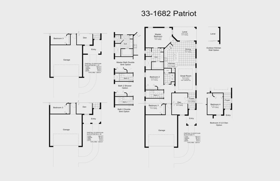 2D floor plan layout for the Patriot by Neal Communities in Vicenza, Nokomis, FL (Image 3).