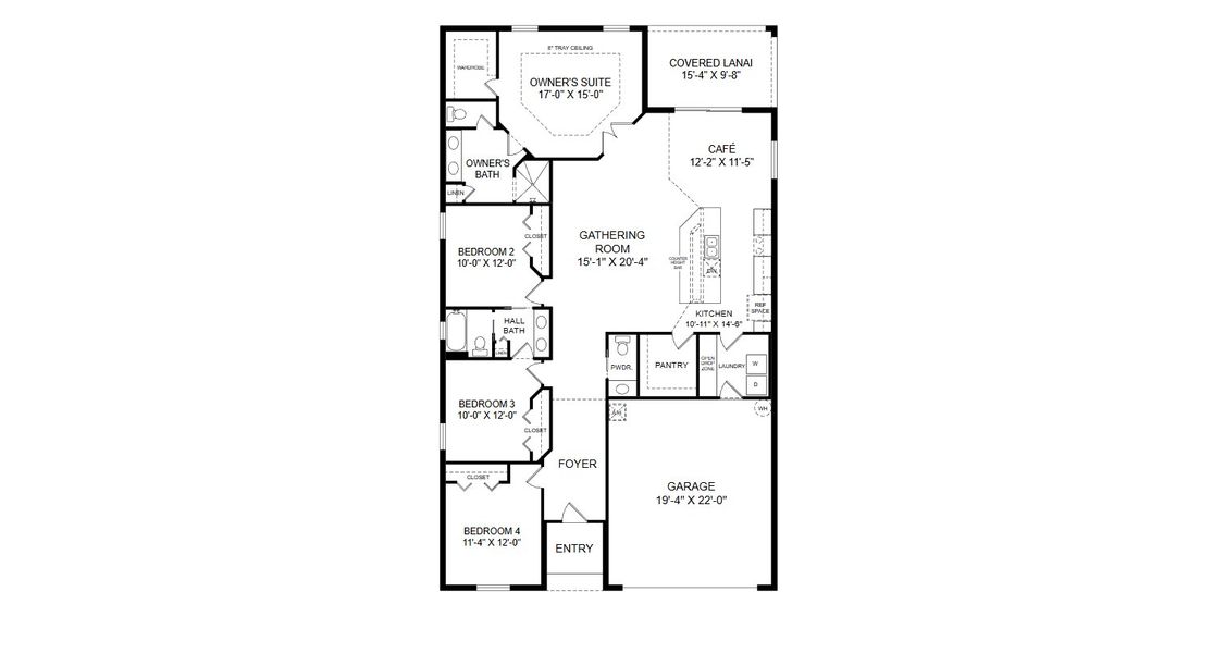 2D floor plan layout for the Shelby by Highland Homes of Florida in Bellaviva, Auburndale, FL (Image 3).