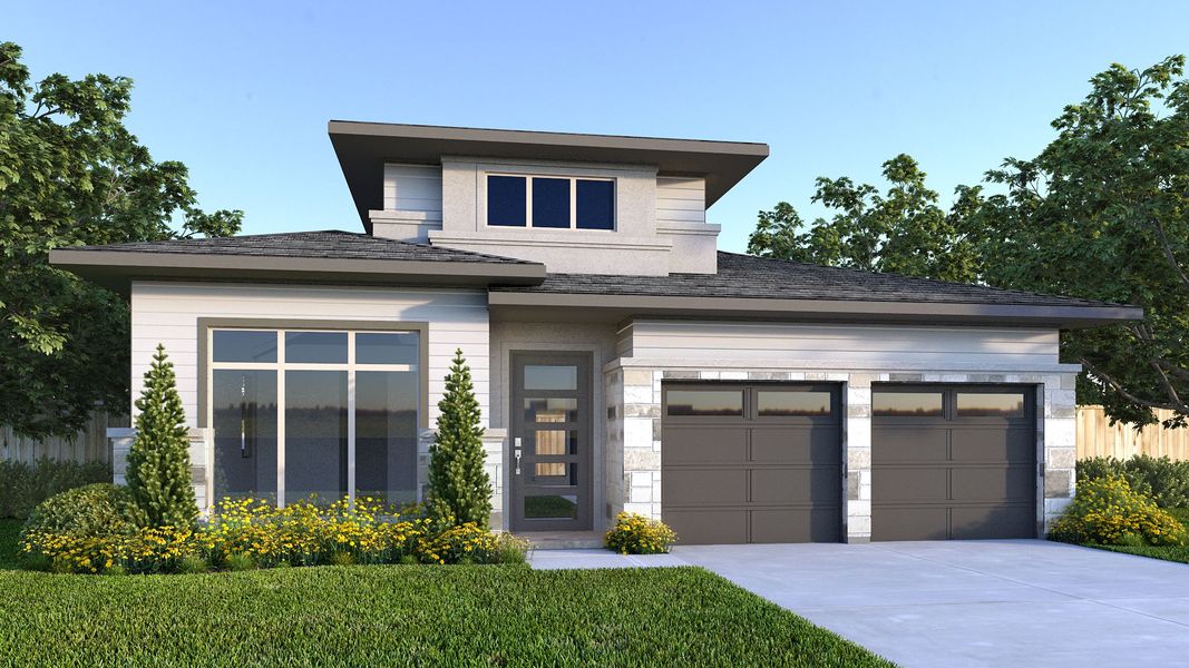 Representative exterior photo of a completed home built from the 2600E by Perry Homes in Veramendi, New Braunfels, TX (Image 1). Representative exterior photo of a completed home built from the 2600E by Perry Homes in Veramendi, New Braunfels, TX (Image 1).