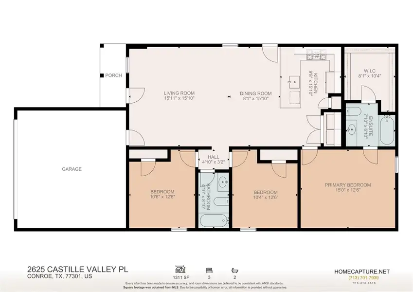 2D floor plan layout of this home in Ladera Trails, Conroe, TX (Image 5).