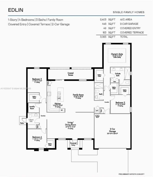 2D floor plan layout of this home in , Homestead, FL (Image 3).