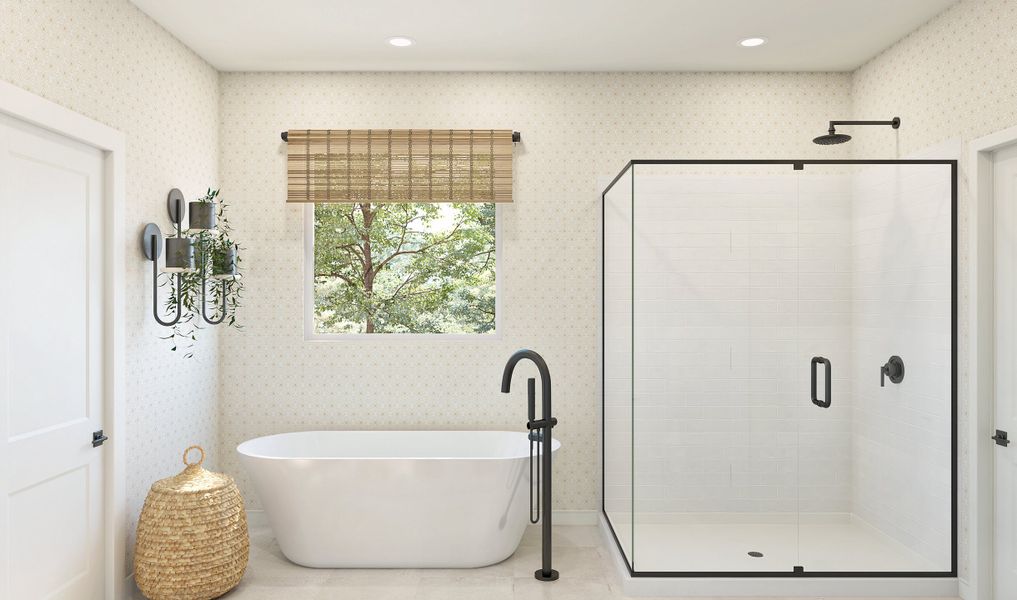 Primary bath with glass shower enclosure Primary bath with glass shower enclosure