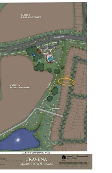 Comprehensive site plan showing the neighborhood layout, amenities, and planned trail system.