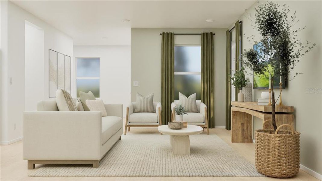 Furnished interior view inside a new home in The Glades at Crossprairie: Trail Townhomes, St. Cloud (Image 10). Furnished interior view inside a new home in The Glades at Crossprairie: Trail Townhomes, St. Cloud (Image 10).