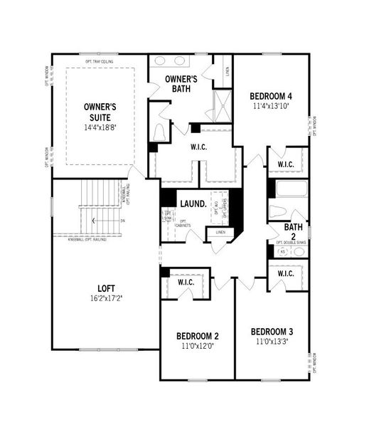 2D floor plan layout for the Voyageur by Mattamy Homes in Seagrass Landing, Lillington, NC (Image 4).