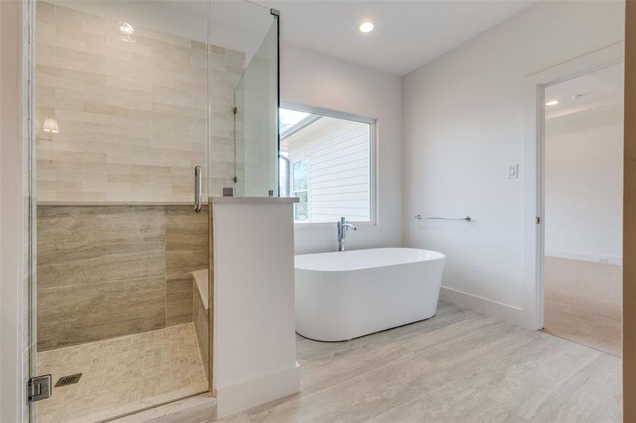 Bathroom with independent shower and bath