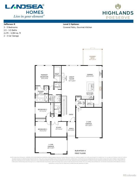 2D floor plan layout of this home in Highlands Preserve, Mead, CO (Image 5).