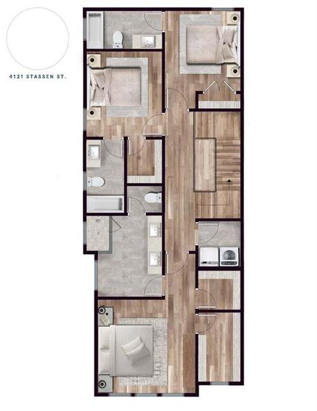 Option 1 Layout for the Primary and Secondary Bedrooms