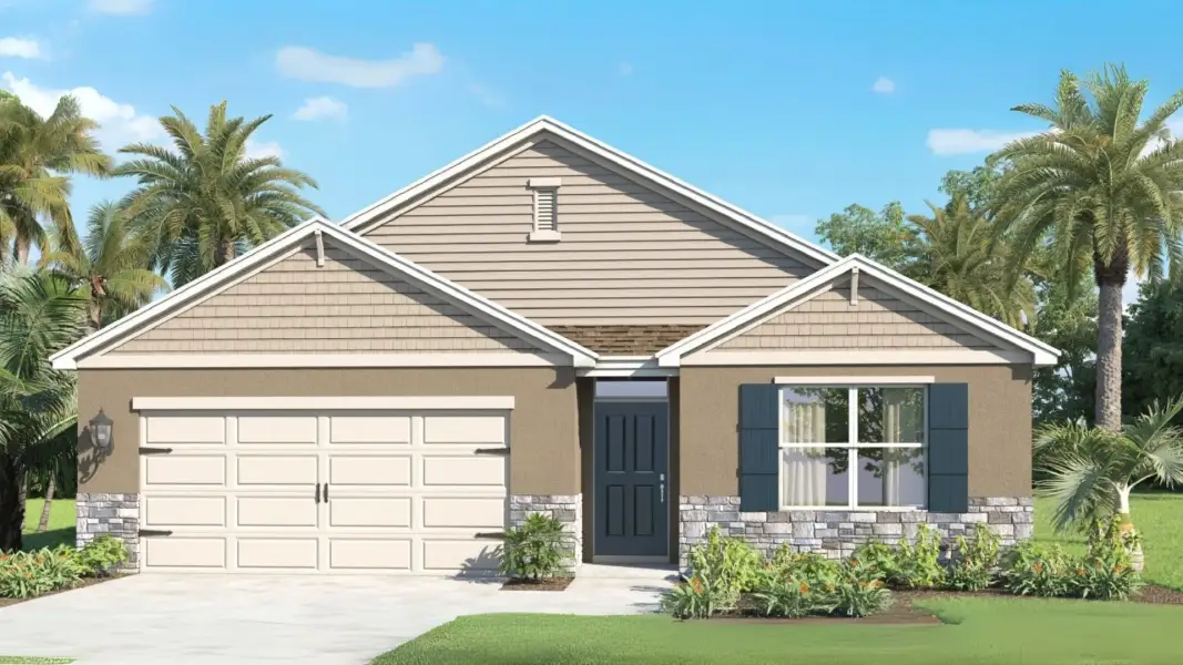 Front exterior of a new home in Sagewood, Apopka, FL, highlighting curb appeal (Image 2). Front exterior of a new home in Sagewood, Apopka, FL, highlighting curb appeal (Image 2).