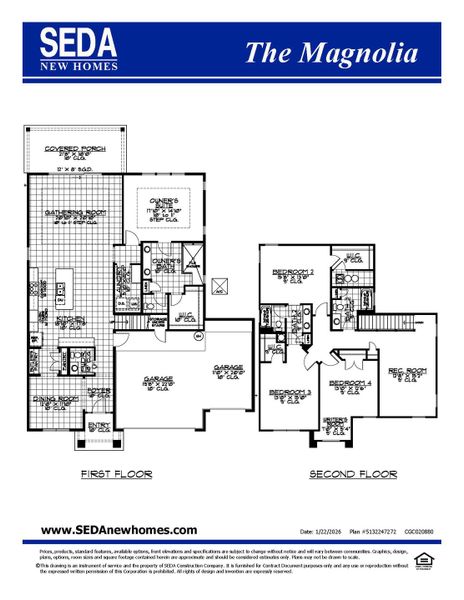 2D floor plan layout for the Magnolia by SEDA New Homes in Southwind Plantation, St. Augustine, FL (Image 3). 2D floor plan layout for the Magnolia by SEDA New Homes in Southwind Plantation, St. Augustine, FL (Image 3).