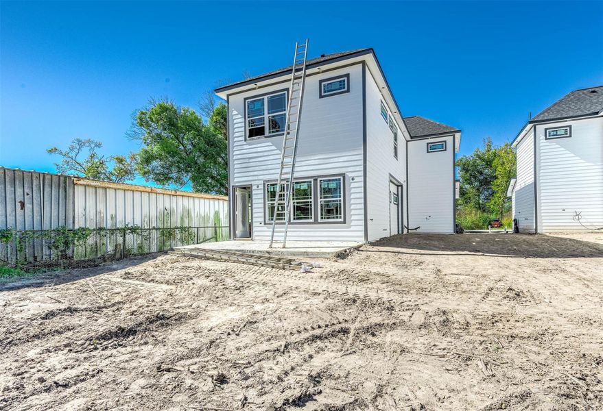 Rear elevation showing the home’s progress. Rear elevation showing the home’s progress.