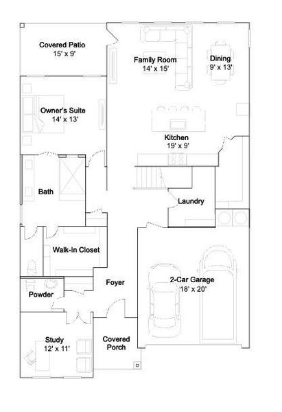 2D floor plan layout of this home in The Highlands, Porter, TX (Image 3). 2D floor plan layout of this home in The Highlands, Porter, TX (Image 3).