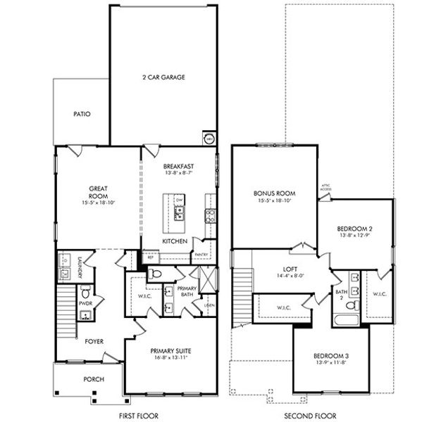 2D floor plan layout for the Morgan by Meritage Homes in Hyde's Landing, Nashville, TN (Image 2). 2D floor plan layout for the Morgan by Meritage Homes in Hyde's Landing, Nashville, TN (Image 2).