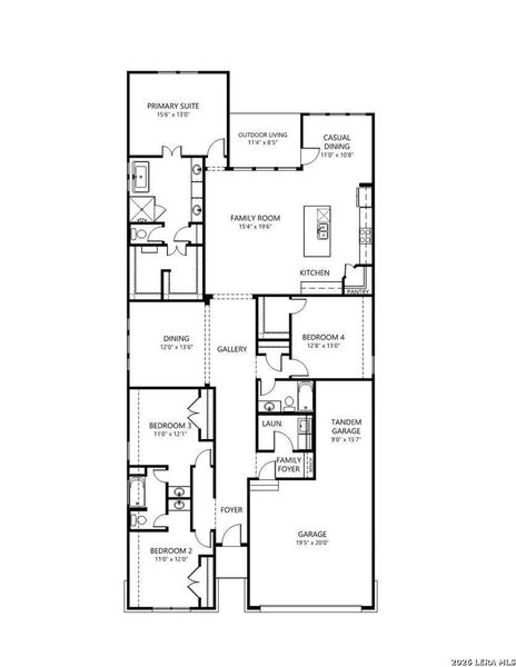 2D floor plan layout of this home in Ventana - 60', Bulverde, TX (Image 5).
