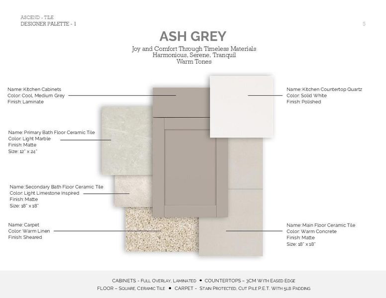Loft Look Palette 1 Selection Sheet (*Artist rendering used for illustration purposes only.)