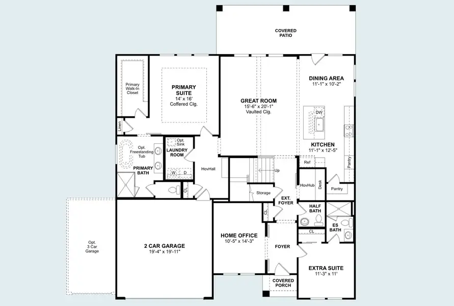 2D floor plan layout for the Cordoba by K. Hovnanian® Homes in Kreymer at the Park, Wylie, TX (Image 20).